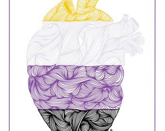 2SLBGTQIA+  PRIDE Hearts, Transgender PRIDE, Nonbinary Art, Gay Wall Art, Rainbow line art, abstract line art, LGBTQ+, Pride