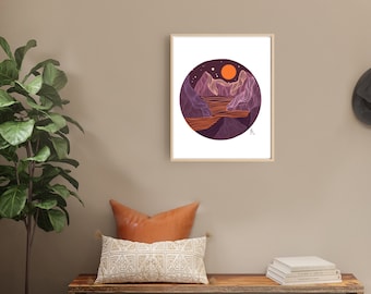 Circle Art, Mountians, Landscape Art,Line Art Print, Wall Art, Organic Circle Line Art Print, Minimal Prints, Modern Line Art, Abstract Wall