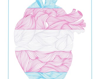 2SLBGTQIA+  PRIDE Hearts, Transgender PRIDE, Nonbinary Art, Gay Wall Art, Rainbow line art, abstract line art, LGBTQ+, Pride
