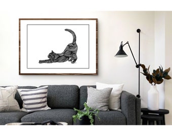 Cats, Minimalist,Black & White Abstract Line Art Print, Wall Art, Organic Line Art Print, Minimal Prints, Modern Line Art, Abstract Wall Art