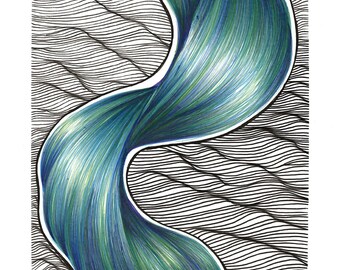 Abstract Art Print, water Line Art, Tangled Line Print, Wall Art Prints, Modern Wall Art, Organic wave art