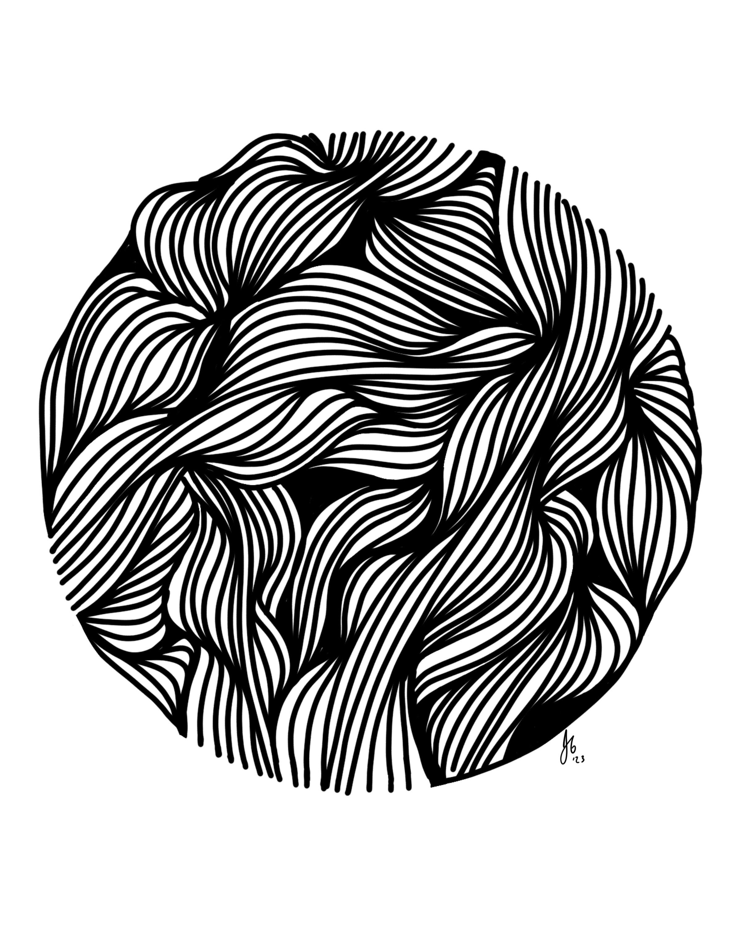Circle Art, Black and White Abstract Line Art Print, Wall Art, Organic ...