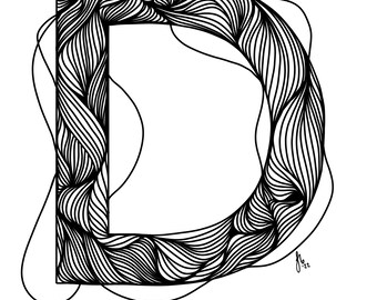 Abstract line drawings, A,  initials, monograms, typography, personalized letters, wall art, modern art, Fine Art Gifts