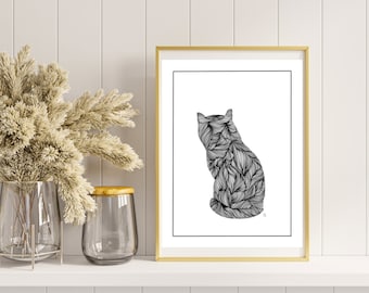 Cats, Minimalist,Black & White Abstract Line Art Print, Wall Art, Organic Line Art Print, Minimal Prints, Modern Line Art, Abstract Wall Art