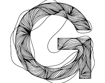 Abstract line drawings, A,  initials, monograms, typography, personalized letters, wall art, modern art, Fine Art Gifts