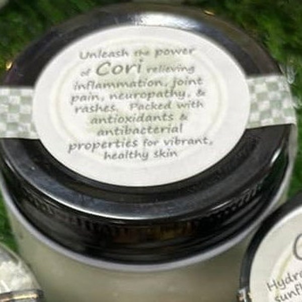 Organic Cori Body Butter - rich in Vitamin E for silky skin.  Soothe joint pain, inflammation, neuropathy and nurture body & soul.