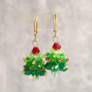 Beaded Christmas Tree Earrings