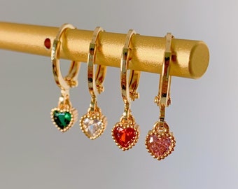 Dainty Mini Heart Drop Earrings