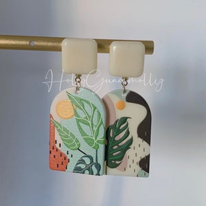 Acrylic Monstera Leaf Earrings