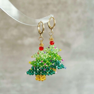 Unique Beaded Christmas Tree Earrings