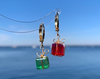 Pendientes únicos en caja de regalo con diseños diferentes, pendientes navideños, joyería festiva