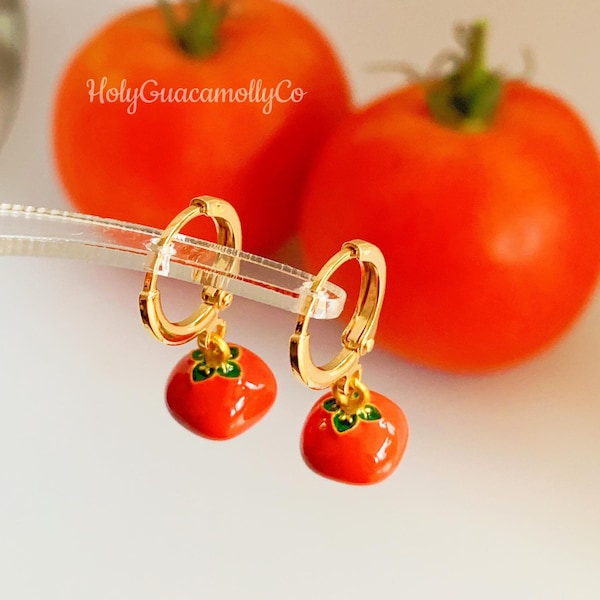 14K Gold Plated Dainty Tomato Earrings Fall Jewelry