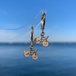 Dainty Bike Dangle Earrings