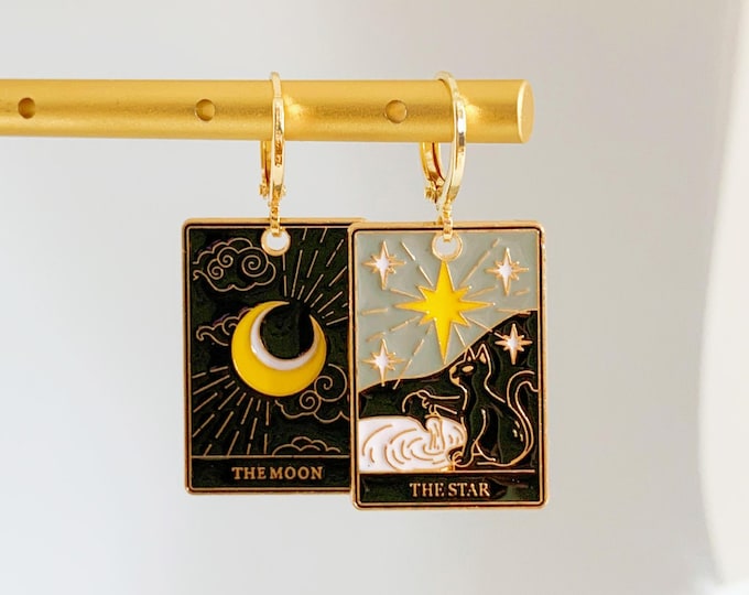 Unique Tarot Card Huggie Earrings