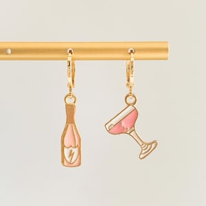 Boucles d&#39;oreilles uniques en verre et champagne