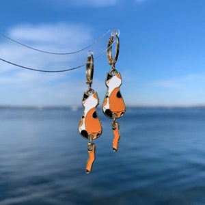 Pendientes colgantes únicos de gato naranja