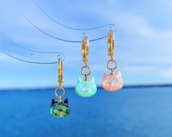 Unique Candy Cat Huggie Earrings