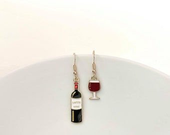 Red Wine Bottle Earrings Super Fun Cute Unique Pick a Pair Wino Alcohol Bottles Jewelry