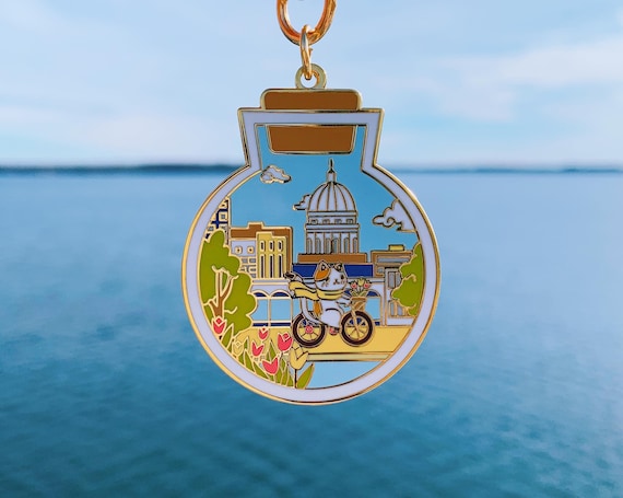 Original Design Bike Ride in Madison Wisconsin Keychain