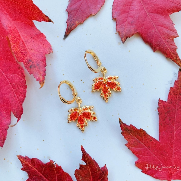Dainty Autumn Leaf Earrings Maple Leaf Earrings Fall Jewelry