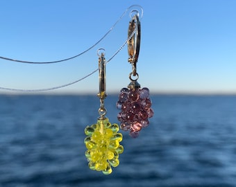 Dainty Grapes Huggie Earrings Fruit Earrings Funky Jewelry Gift for Wine Lovers