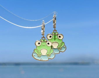 Boucles d'oreilles grenouille uniques