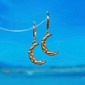 14K Gold Plated The Crescent Moon Huggie Earrings