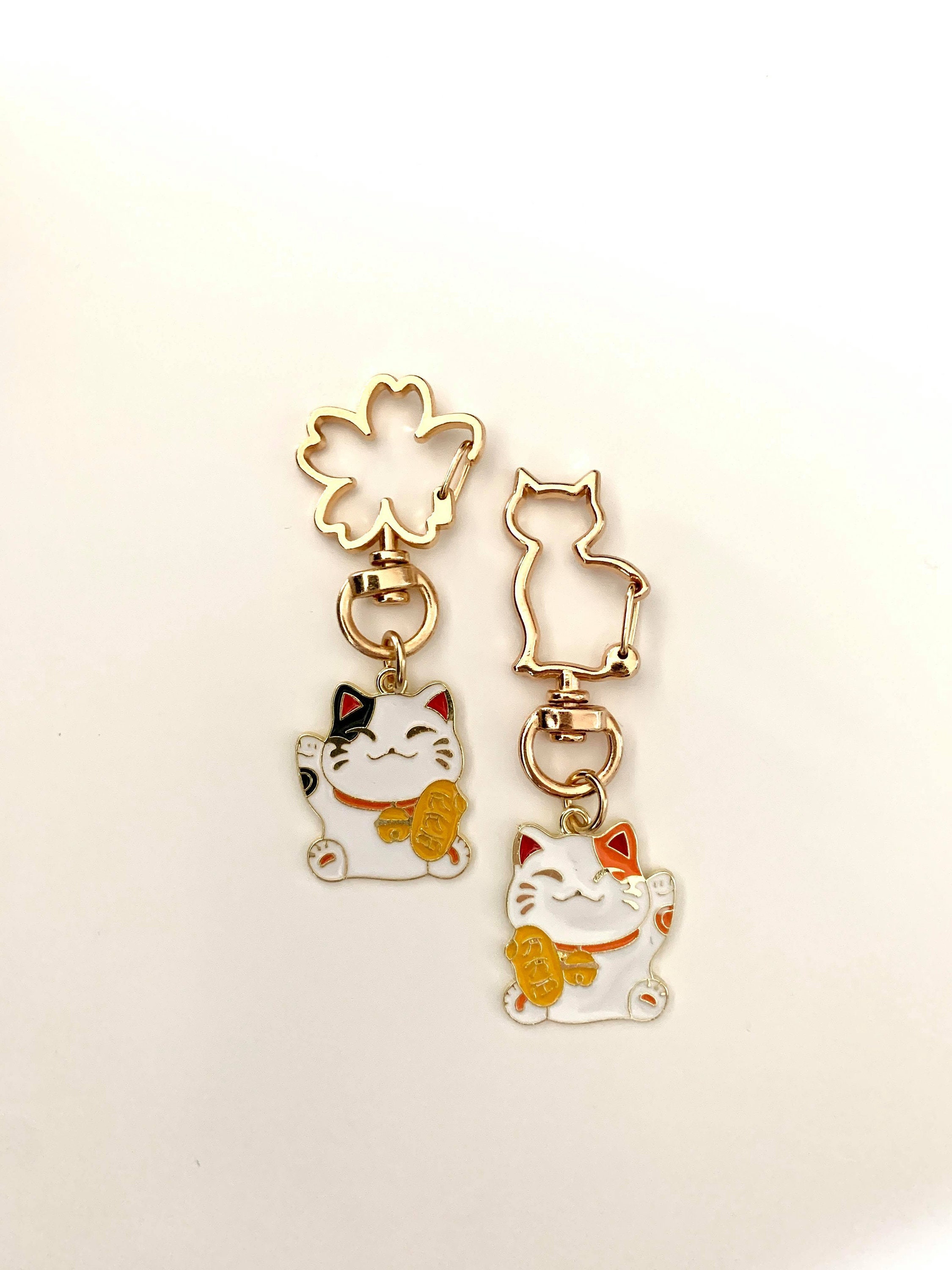 Portachiavi Gatto Portafortuna Oro Con Moneta Feng Shui - Maneki-Neko Per Prosperità, Ricchezza E Fortuna