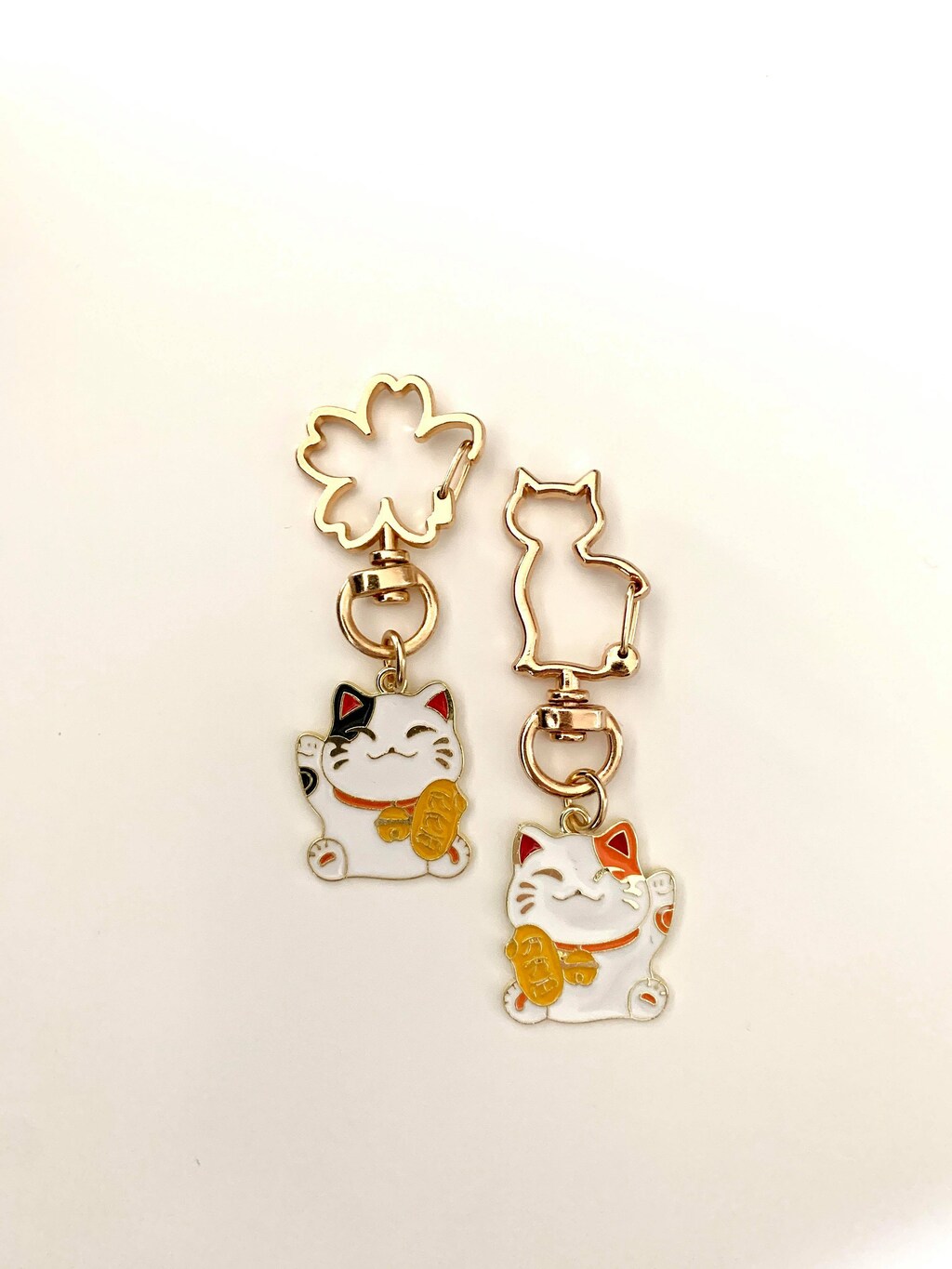 Portachiavi Gatto Portafortuna Oro Con Moneta Feng Shui - Maneki-Neko Per Prosperità, Ricchezza E Fortuna