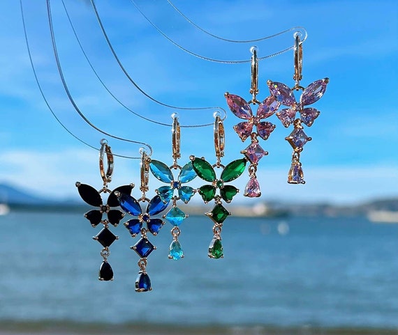 14K Gold Plateted Butterfly Dangle Earrings