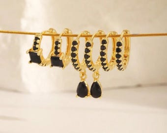 6pc Gold minimalist hoop earrings set 3 pairs