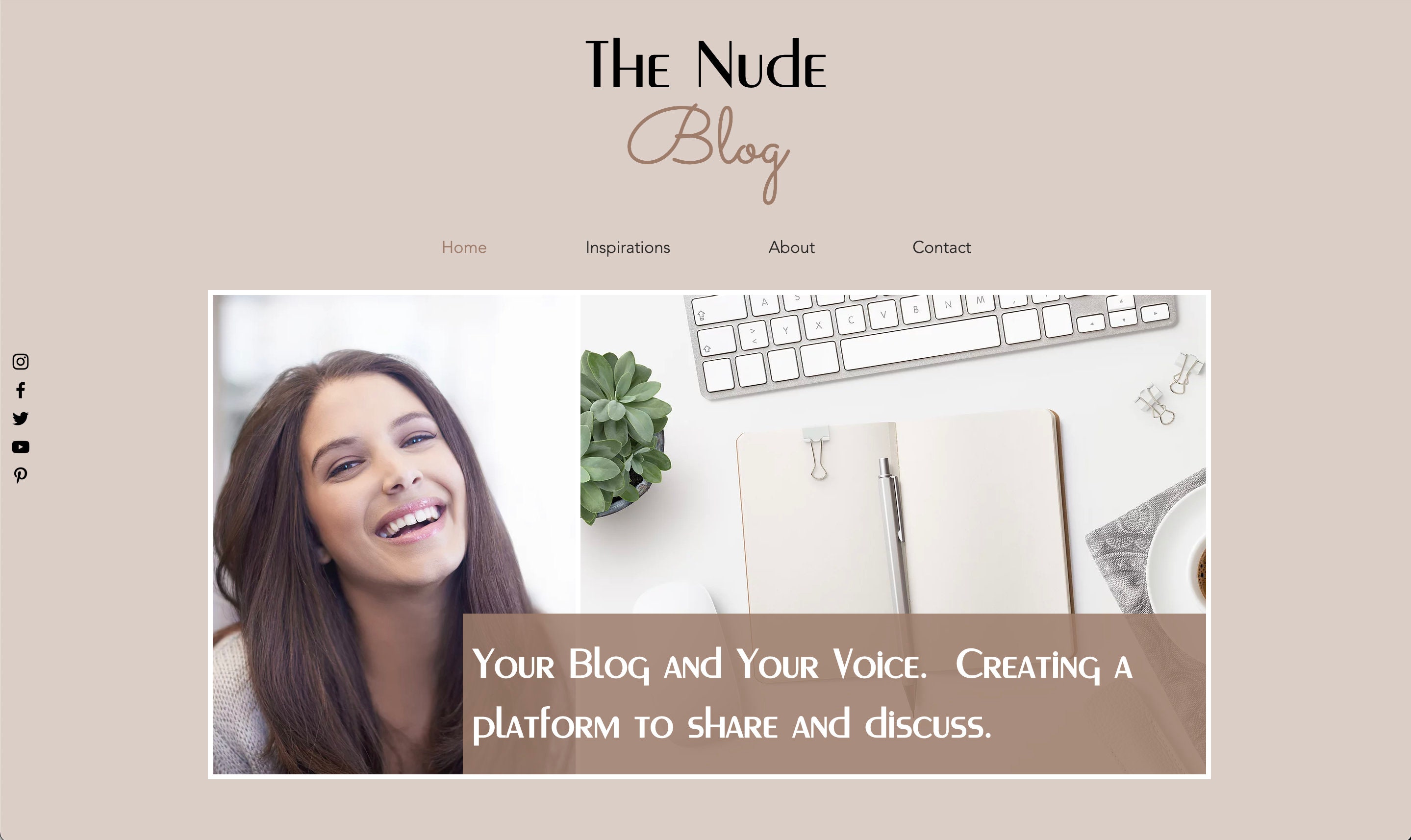 Nude Website Theme, Feminine Wix Blog Template, Wix Website, Modern