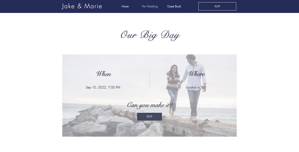 Save the Date Wix site Template, Wedding site, Engagement site