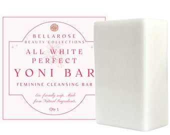 Barra de jabón Yoni All White Perfect de 6 oz para pieles sensibles y limpieza suave (sin colorantes artificiales). ¡Resultados rápidos e inmediatos!