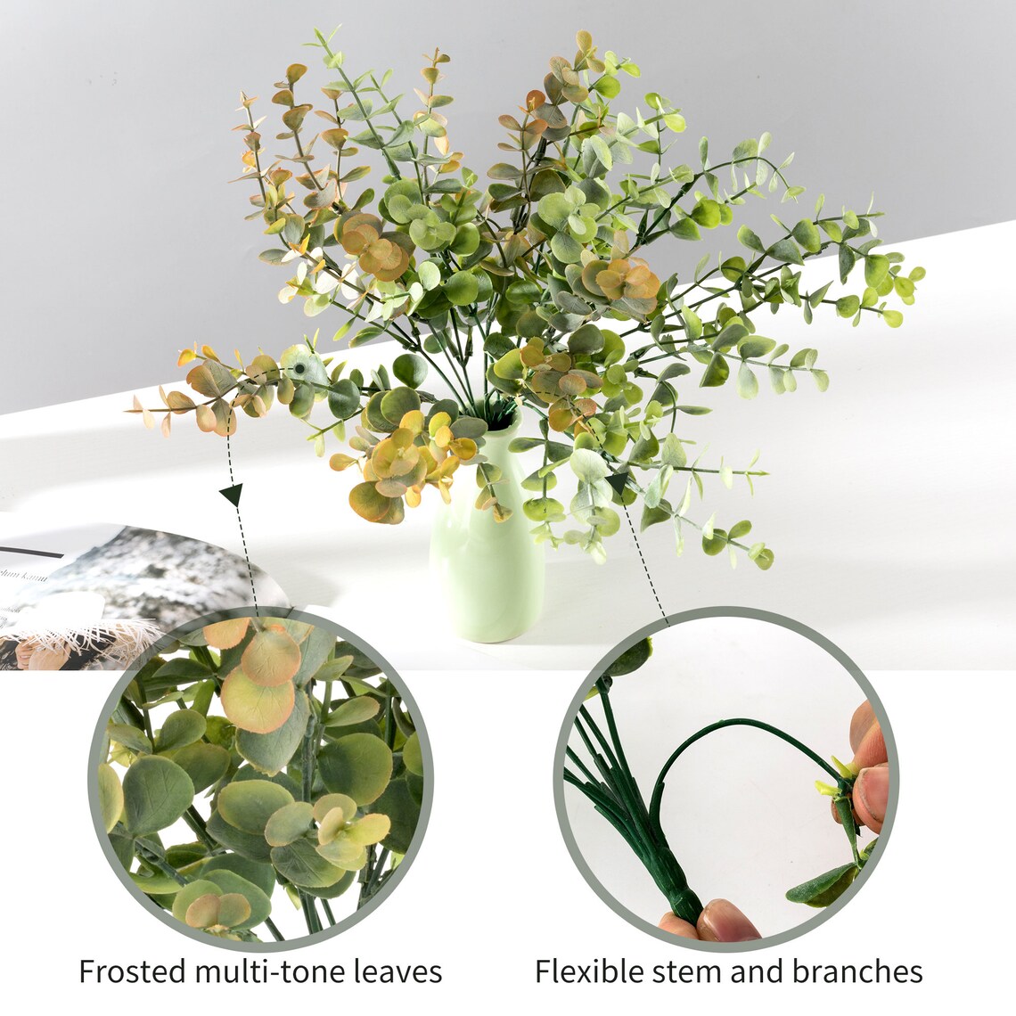 Premium Faux Eucalyptus Stems 4 Piece Set MultiColored Etsy