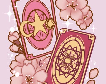 Cute Sakura Anime Art Print Magical Girl Kawaii