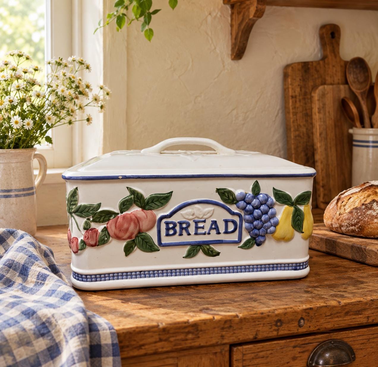 Vintage Ceramic Bread Box - Etsy