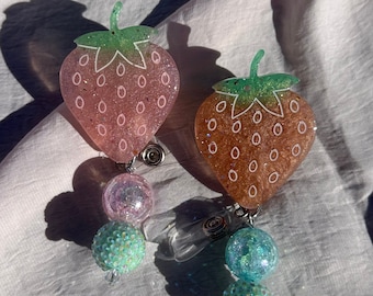 Custom Resin Strawberry Badge Reel | Nurse, Teacher, Doctor, Medical