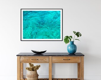 Coastal Ocean Print, Digital Download, Turquoise water, Beneath the Surface, Beach Wall Art, Sea and Sand Photography