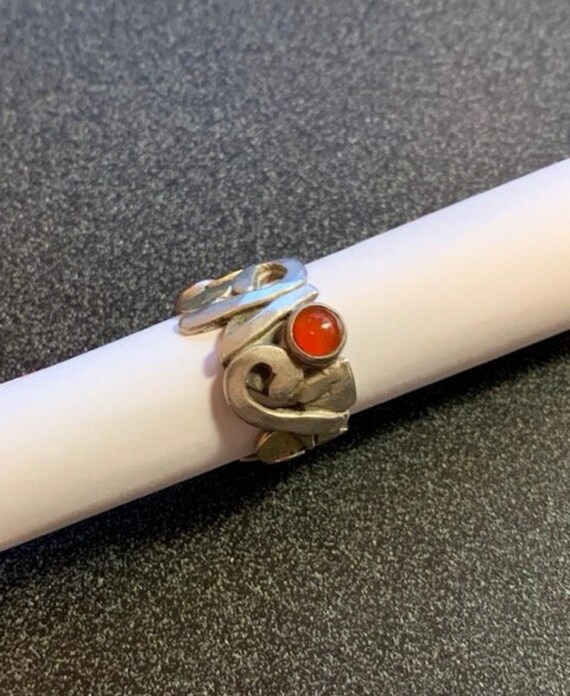 Custom Gold Nugget, Sterling Silver, Amber Stone Ring - Size 9.5 View 5
