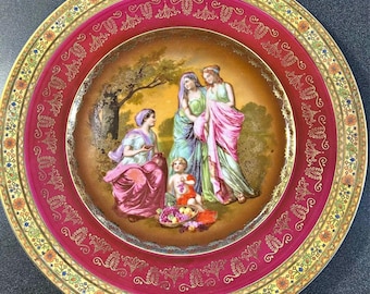Set of 2 Vintage Rembrandt Czechoslovakia Hand painted 10 7/8” Plates