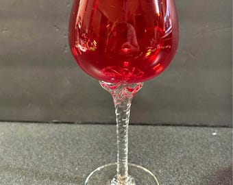 Vintage Braided/Air Twist Stem Balloon Wine Glass. (1) Red Glass