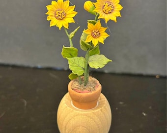dollhouse miniature sunflower plant,