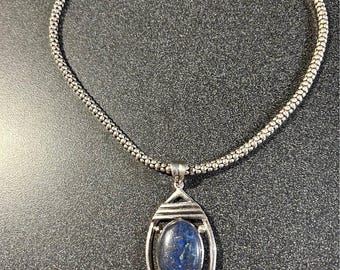 Lapis & Blue Topaz Pendant w/ SILPADA 17” Sterling Silver Popcorn Necklace.