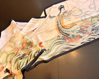 Chinese silk scarf or table runnner  64 x 17