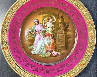 Set of 3 Vintage Rembrandt Czechoslovakia Hand painted 10 7/8” Plates