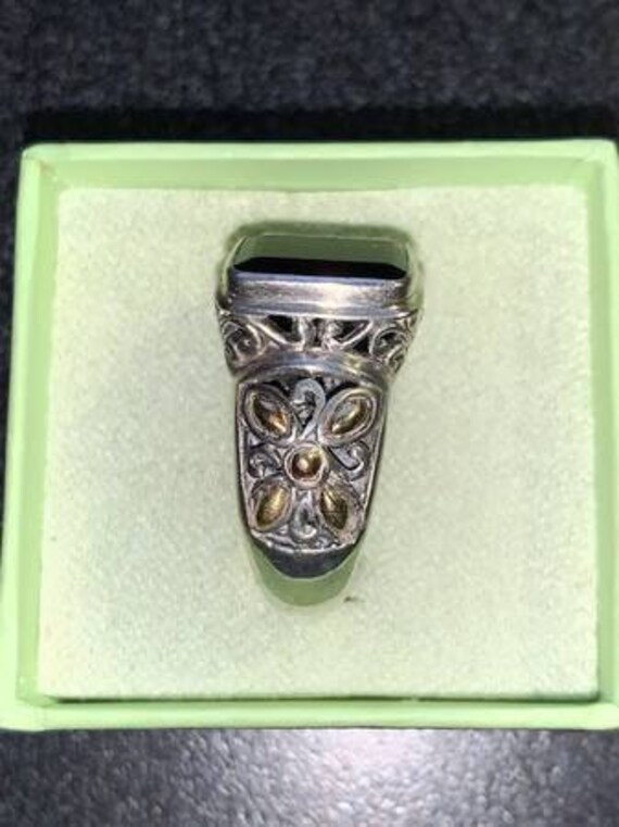 Balinese Garnet Ring, Sterling Silver & 18kt Gold… - image 5