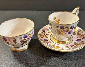 Royal Stafford "Golden Bramble" teacup and a footed bowl and saucer.