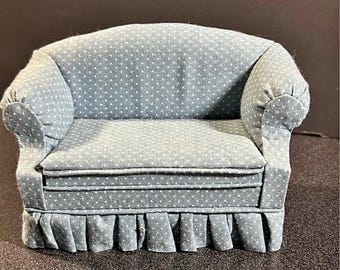 1:12 scale dollhouse miniature sofa. signed "Karen" and dated "5/93"