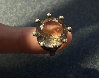 Vintage 10ct. Smoky Topaz set in 14kt yellow gold ring. Acid tested
